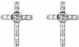 14K White 1/10 CTW Natural Diamond Cross Earrings