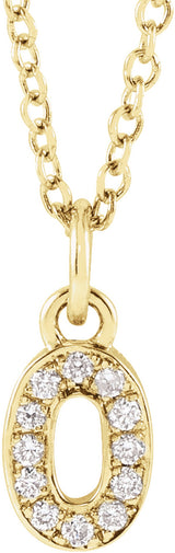 14K Yellow Gold Petite Pavé®.04 CTW Natural Diamond Numeral 0 16-18" Necklace