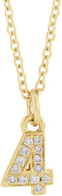 14K Yellow Gold Petite Pavé®.03 CTW Natural Diamond Numeral 4 16-18" Necklace