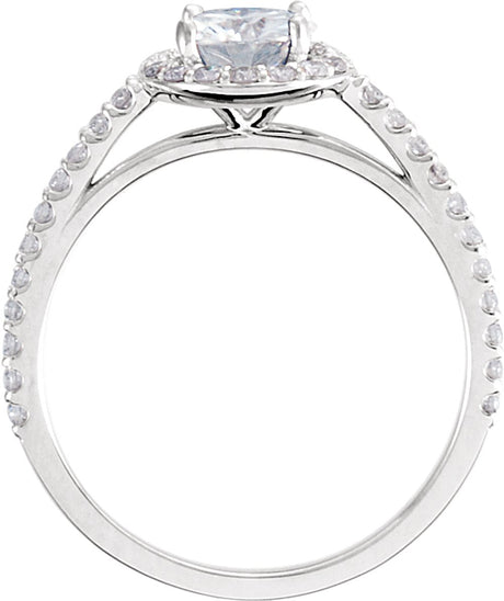 14K White 6.5 mm Round Forever One™ Moissanite & 3/8 CTW Diamond Ring