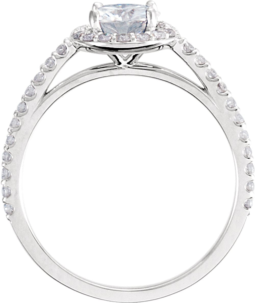 14K White 6.5 mm Round Forever One™ Moissanite & 3/8 CTW Diamond Ring