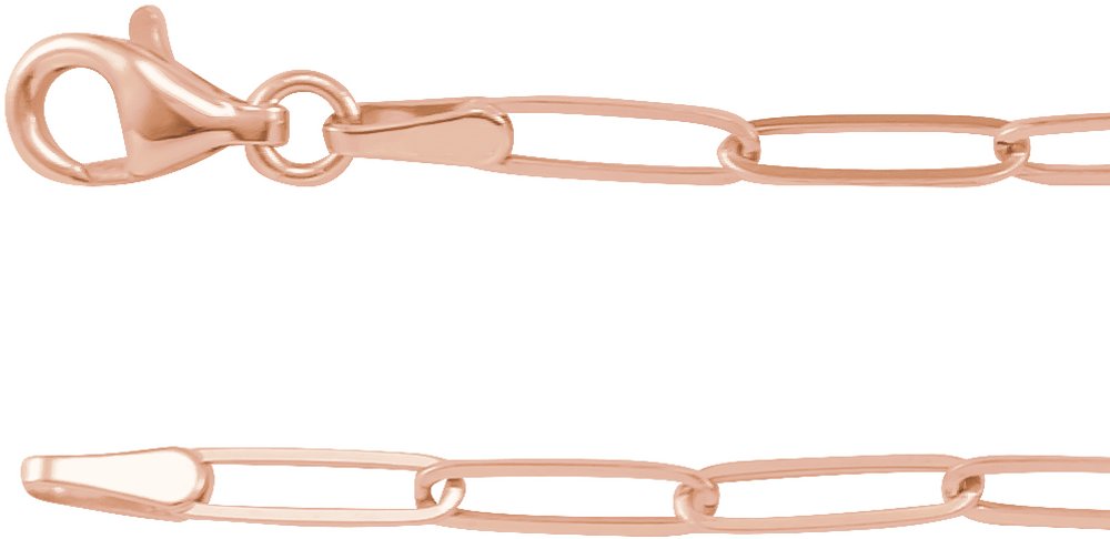 14K Rose 2.6 mm Paperclip-Style 18" Chain