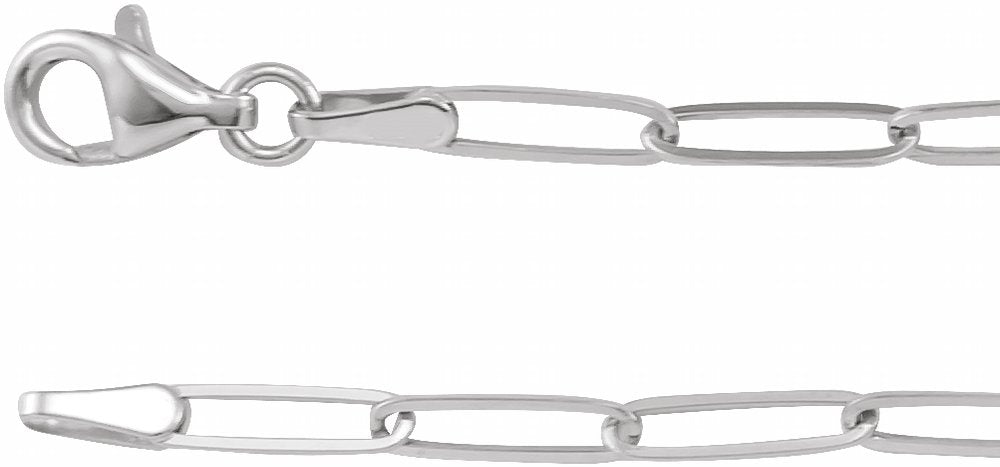 14K White Gold 2.6 mm Paperclip-Style 24" Chain