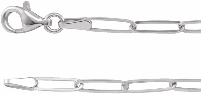 14K White Gold 2.6 mm Paperclip-Style 24" Chain