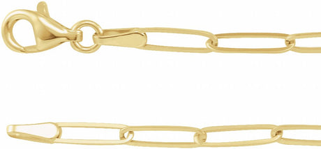 14K Yellow Gold 2.6 mm Paperclip-Style 7" Chain