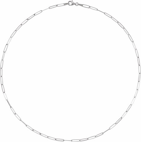 14K White 2.6 mm Paperclip-Style 24" Chain