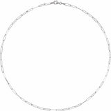 14K White 2.6 mm Paperclip-Style 18" Chain