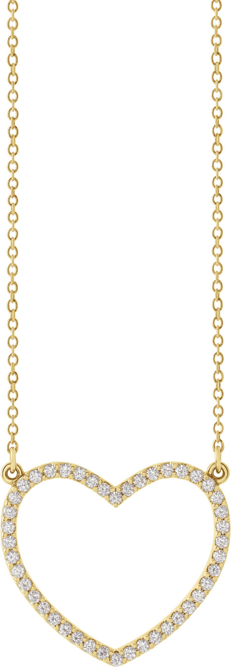 14K Yellow Gold 1/4 CTW Natural Diamond Heart 16" Necklace