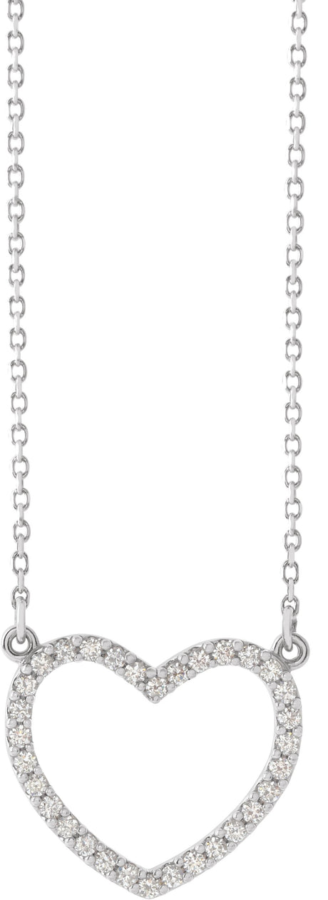 14K White Gold 1/5 CTW Natural Diamond Small Heart 16" Necklace