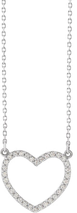14K White Gold 1/5 CTW Natural Diamond Small Heart 16" Necklace