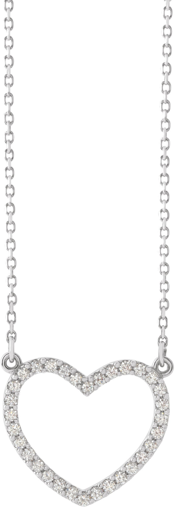 14K White Gold 1/5 CTW Natural Diamond Small Heart 16" Necklace