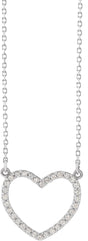 14K White Gold 1/5 CTW Natural Diamond Small Heart 16" Necklace