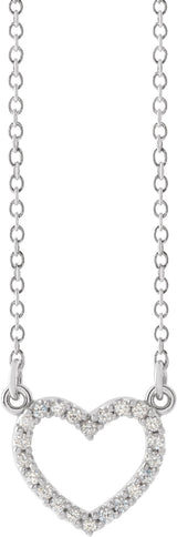 14K White Gold .08 CTW Natural Diamond Petite Heart 16" Necklace