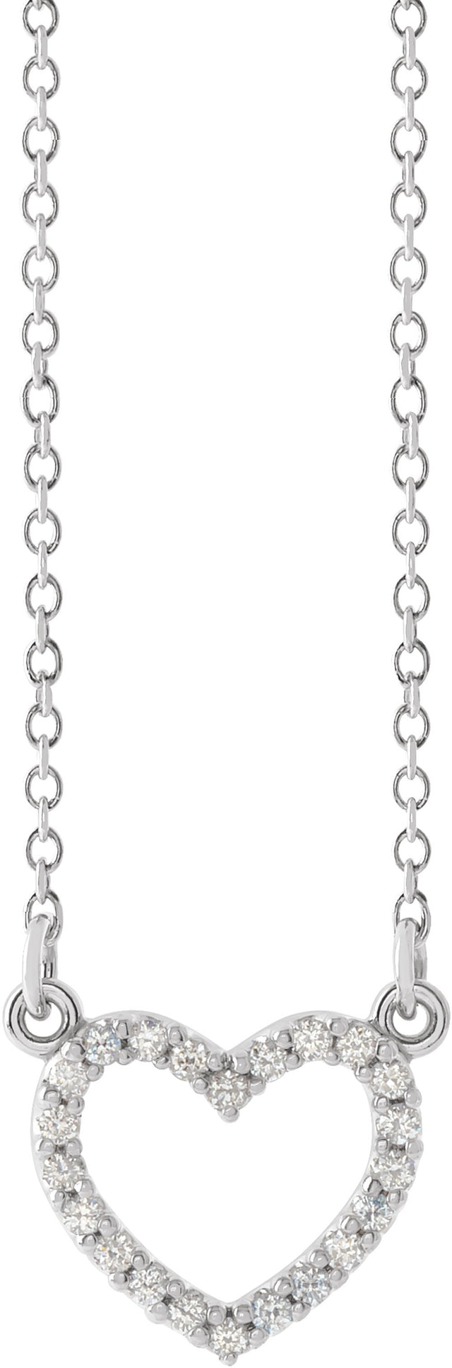 14K White Gold .08 CTW Natural Diamond Petite Heart 16" Necklace