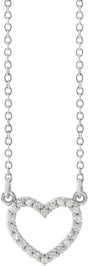 14K White Gold .08 CTW Natural Diamond Petite Heart 16" Necklace