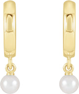 14K Yellow Cultured Seed Pearl Hoop Earrings