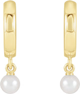 14K Yellow Gold Cultured Seed Pearl Hoop Earrings