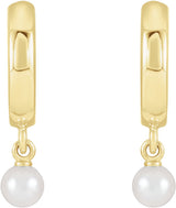 14K Yellow Gold Cultured Seed Pearl Hoop Earrings