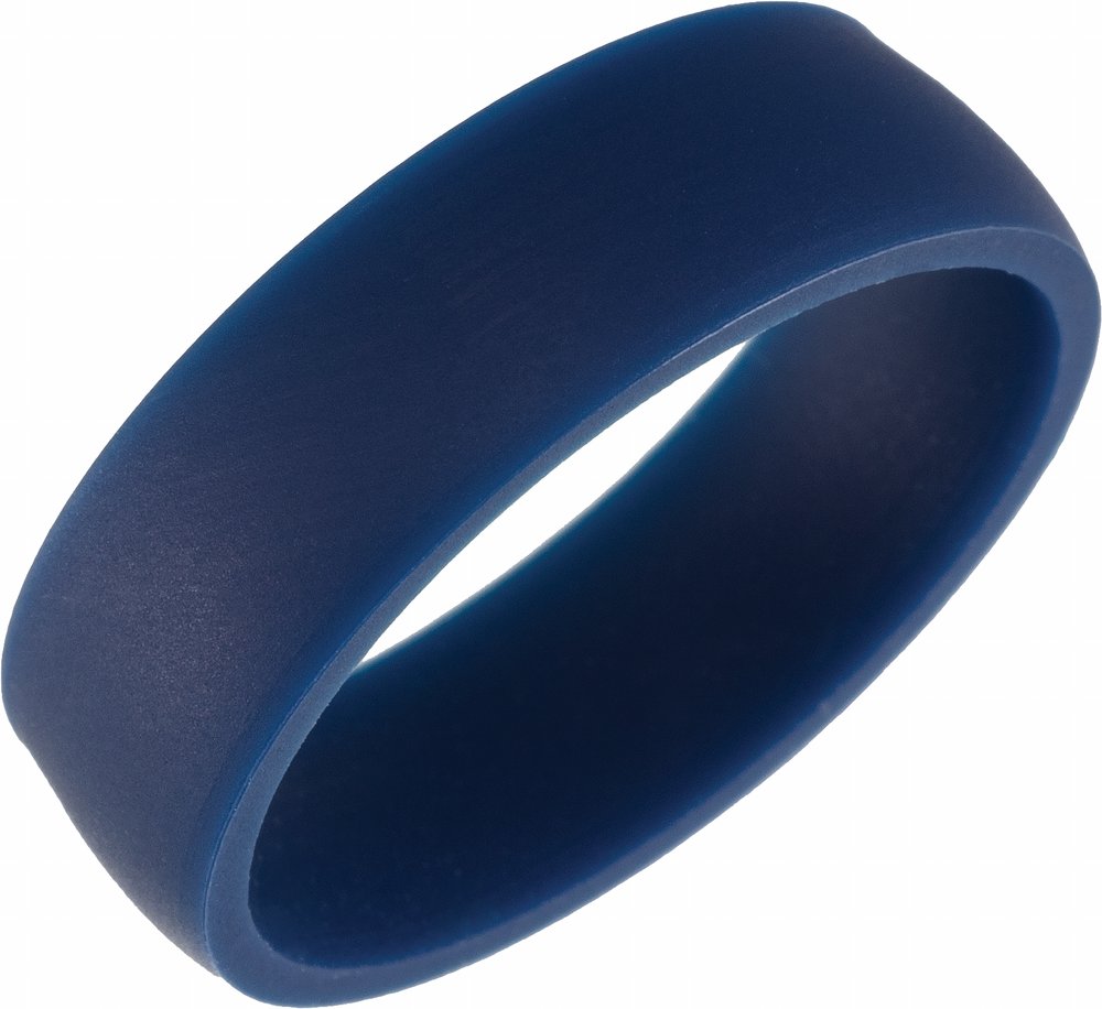 Navy Silicone 7 mm Comfort-Fit Half Round Band Size 7