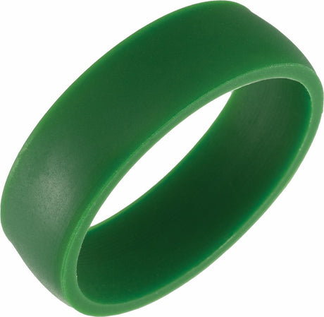 Green Silicone 7 mm Comfort-Fit Half Round Band Size 7