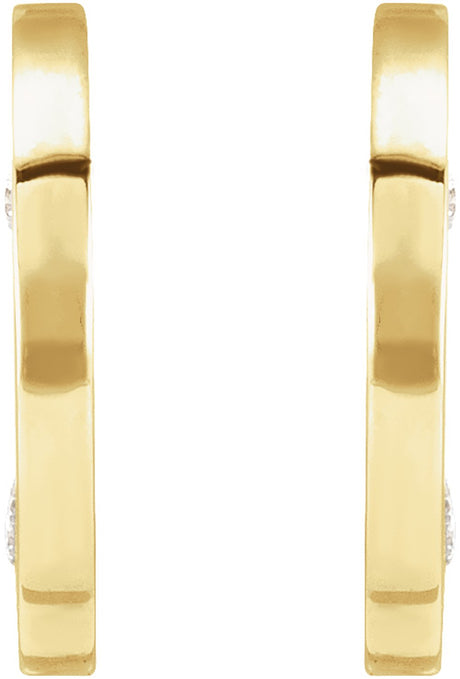 14K Yellow Gold .025 CTW Natural Diamond Flat Hoop Earrings