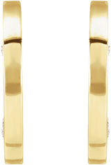 14K Yellow Gold .025 CTW Natural Diamond Flat Hoop Earrings