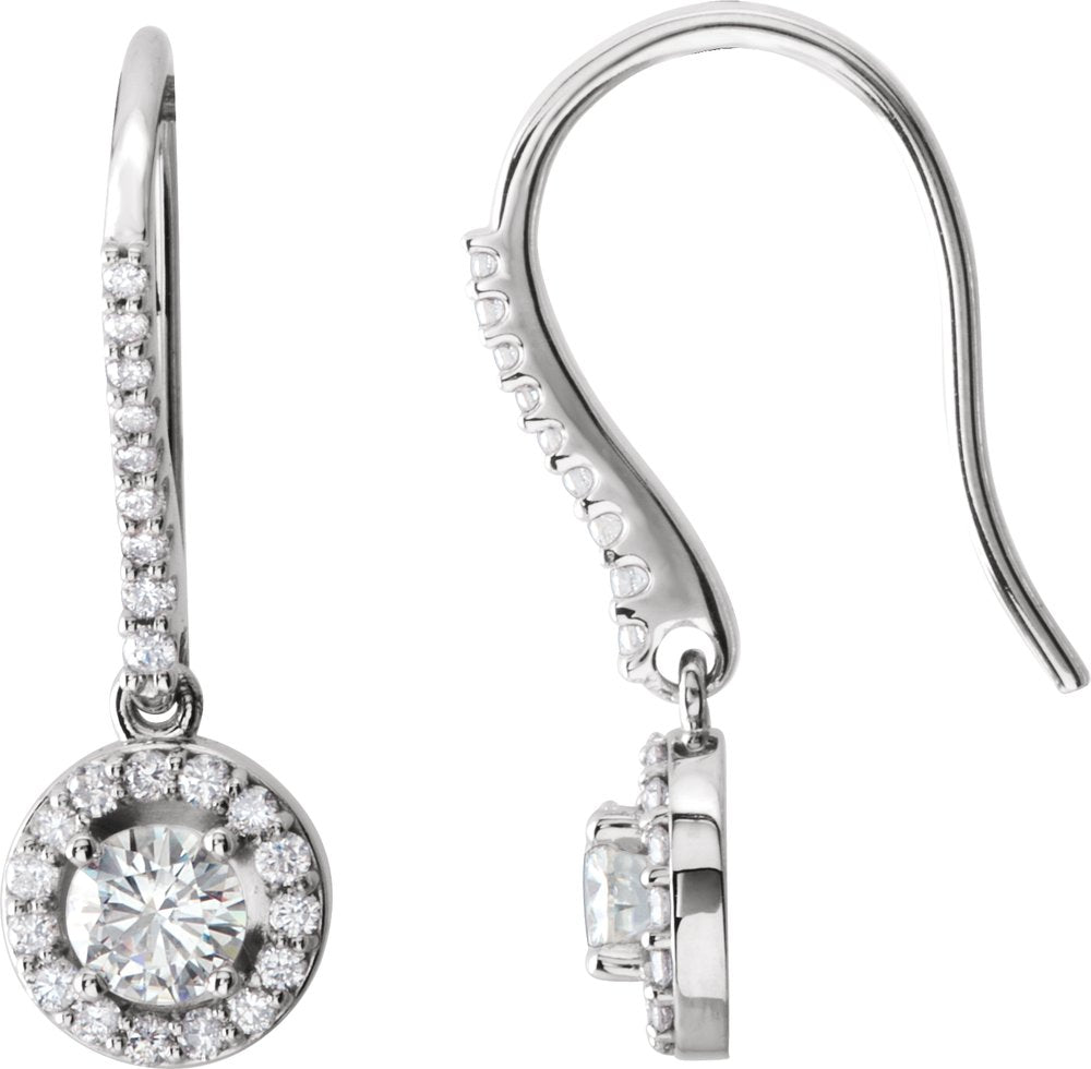14K White 1 CTW Natural Diamond Halo-Style Earrings