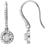 14K White 1 CTW Natural Diamond Halo-Style Earrings