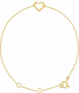 14K Yellow Gold Heart 7" Bracelet