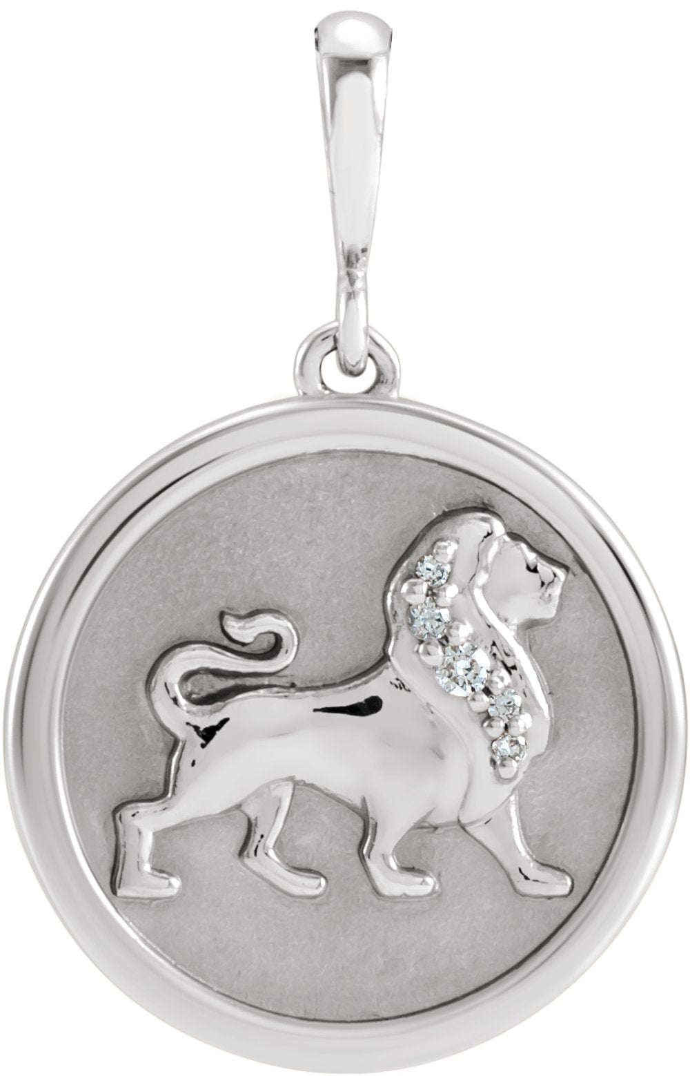 Sterling Silver .02 CTW Natural Diamond Lion Charm/Pendant