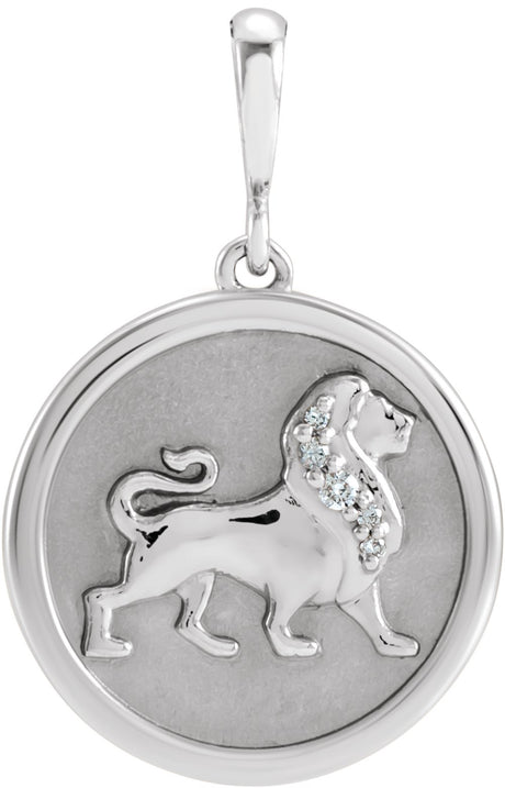 Sterling Silver .02 CTW Natural Diamond Lion Charm/Pendant