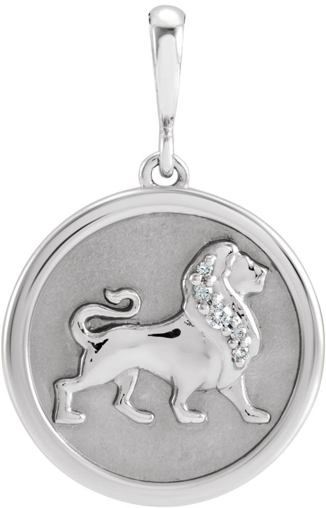 Sterling Silver .02 CTW Natural Diamond Lion Charm/Pendant