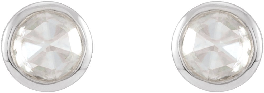 14K White 1/8 CTW Rose-Cut Natural Diamond Bezel-Set Earrings