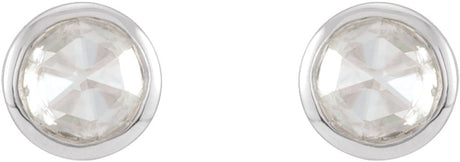 14K White 1/8 CTW Rose-Cut Natural Diamond Bezel-Set Earrings