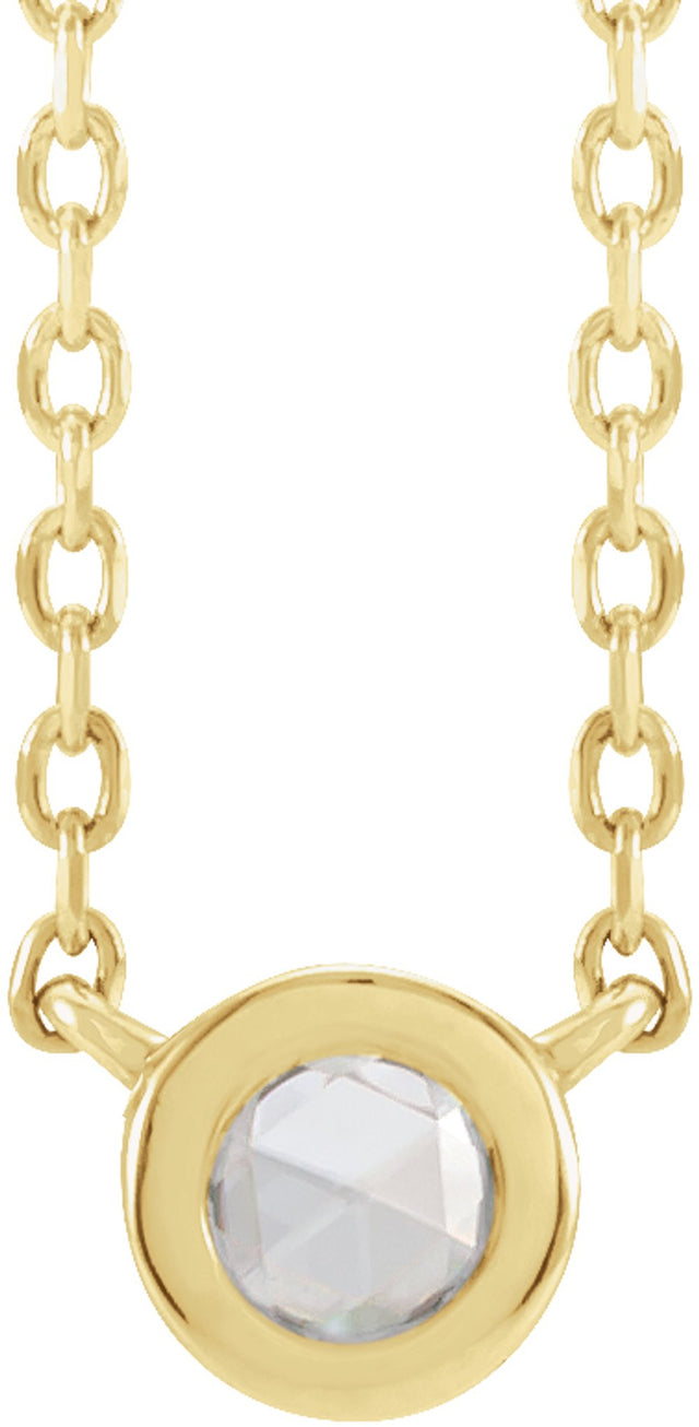 14K Yellow .06 CT Rose-Cut Natural Diamond Bezel-Set 18" Necklace