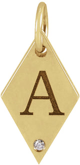 14K Yellow Gold .005 CT Natural Diamond Rhombus Pendant