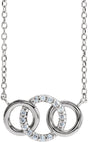 14K White .05 CTW Natural Diamond Interlocking Circle 18" Necklace 