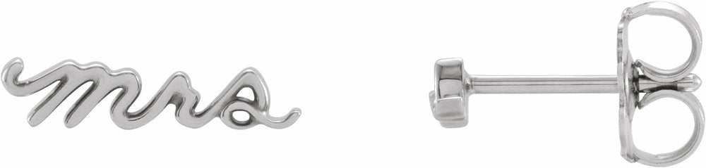 14K White Gold Mrs Earrings
