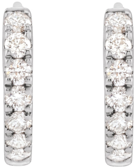 14K White Gold 1/5 CTW Lab-Grown Diamond 10 mm Hoop Earrings