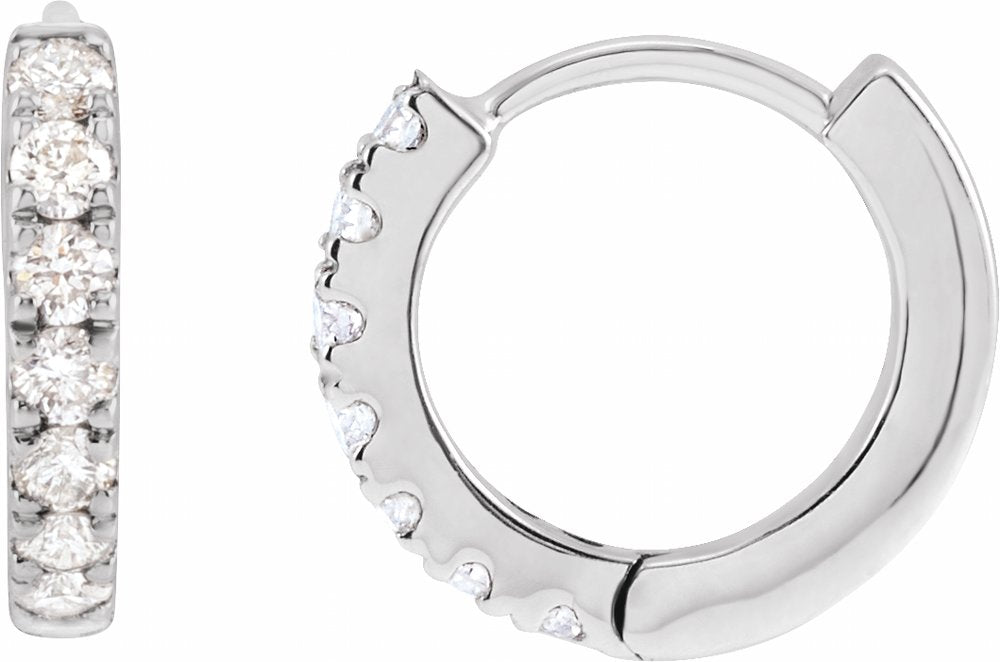 14K White Gold 1/5 CTW Lab-Grown Diamond 10 mm Hoop Earrings