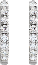 14K White Gold 1/5 CTW Lab-Grown Diamond 12 mm Hoop Earrings