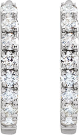 14K White Gold 1/5 CTW Lab-Grown Diamond 12 mm Hoop Earrings