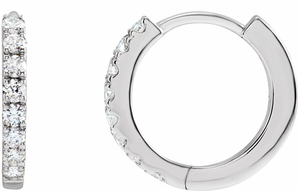 14K White Gold 1/5 CTW Lab-Grown Diamond 12 mm Hoop Earrings