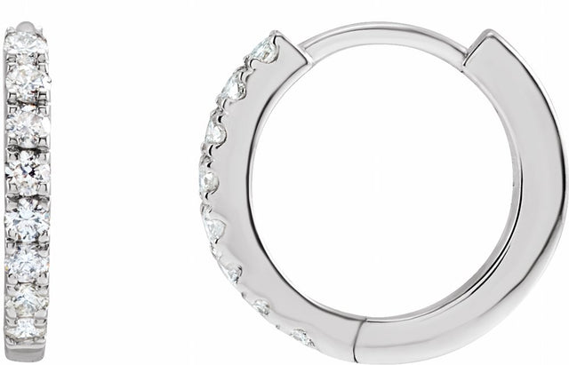 14K White Gold 1/5 CTW Lab-Grown Diamond 12 mm Hoop Earrings
