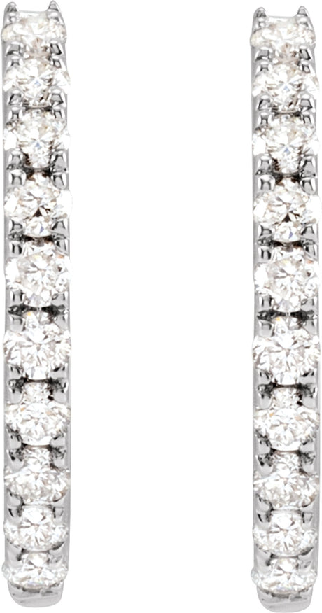14K White Gold 1/4 CTW Lab-Grown Diamond 14 mm Hoop Earrings