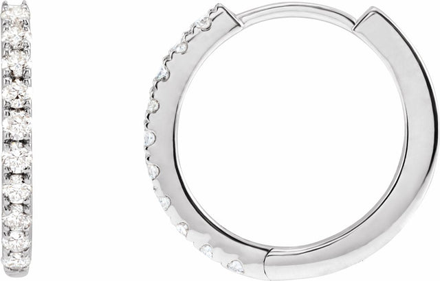 14K White Gold 1/4 CTW Lab-Grown Diamond 14 mm Hoop Earrings
