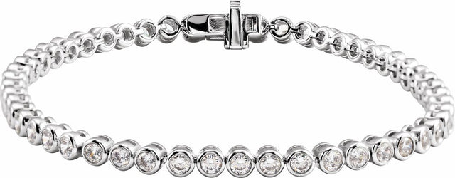 14K White Gold 3 1/2 CTW Lab-Grown Diamond Bezel-Set 7" Bracelet
