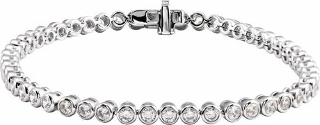 14K White Gold 3 1/2 CTW Lab-Grown Diamond Bezel-Set 7" Bracelet