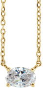 14K Yellow Gold 1/4 CT Natural Diamond Solitaire 16-18" Necklace
