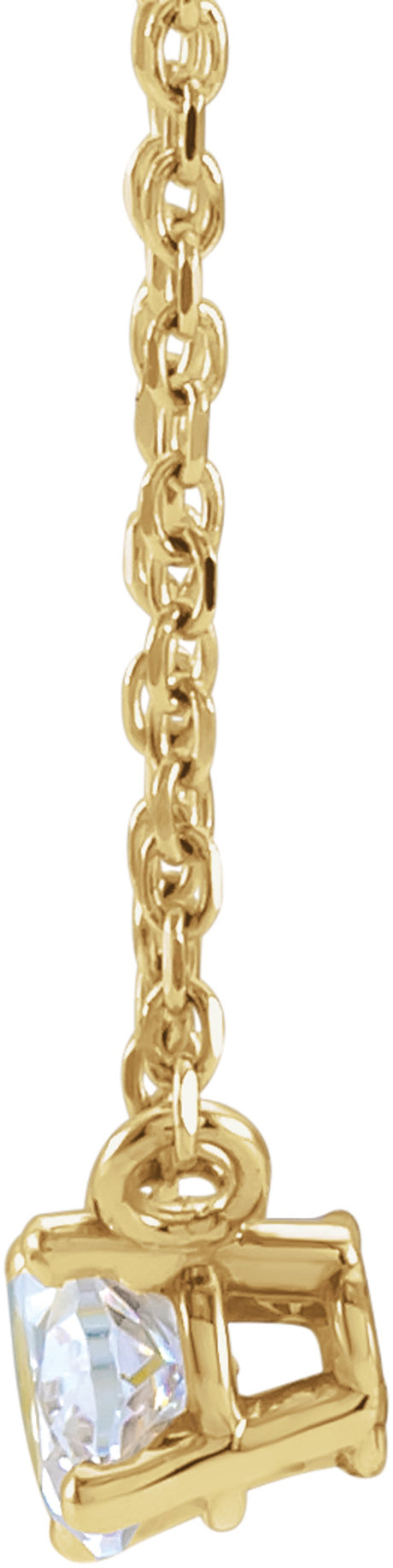 14K Yellow Gold 1/4 CT Natural Diamond Solitaire 16-18" Necklace